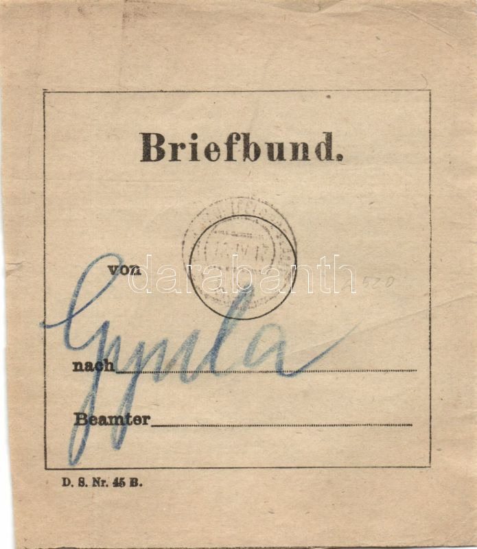 Address label for airmail covers "HFP 520a", Levélköteg címzés "HFP 520a"