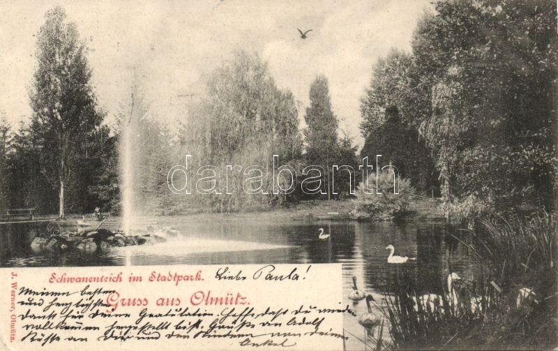 1898 Olomouc, Olmütz; Schwanenteich, Stadtpark / lake, park