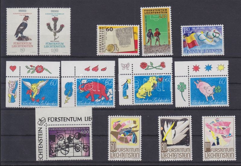 13 diff. stamps in complete sets, 13 klf bélyeg teljes sorokban