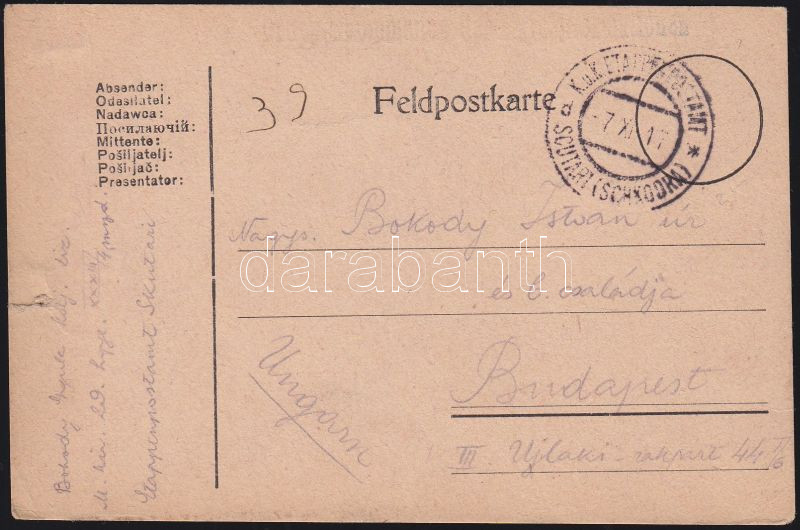 Tábori lap Albániából "EP SCUTARI (SCHKODRA)d", Field postcard from Albania "EP SCUTARI (SCHKODRA)d"