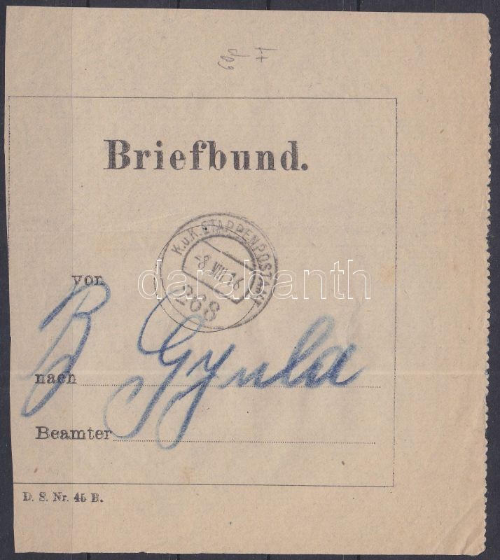 Letter bag address &quot;EP 268 &quot; - Gyula, Levélköteg címzés &quot;EP 268 &quot; - Gyula