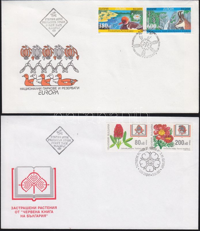 Endangered plants 2 FDCs + European national parks FDC, Veszélyeztetett növények 2 db  FDC + Europa nemzeti parkok FDC