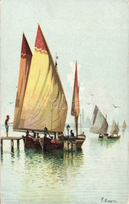 Sailing boats litho s: F. Noretti, Vitorlás hajó litho s: F. Noretti