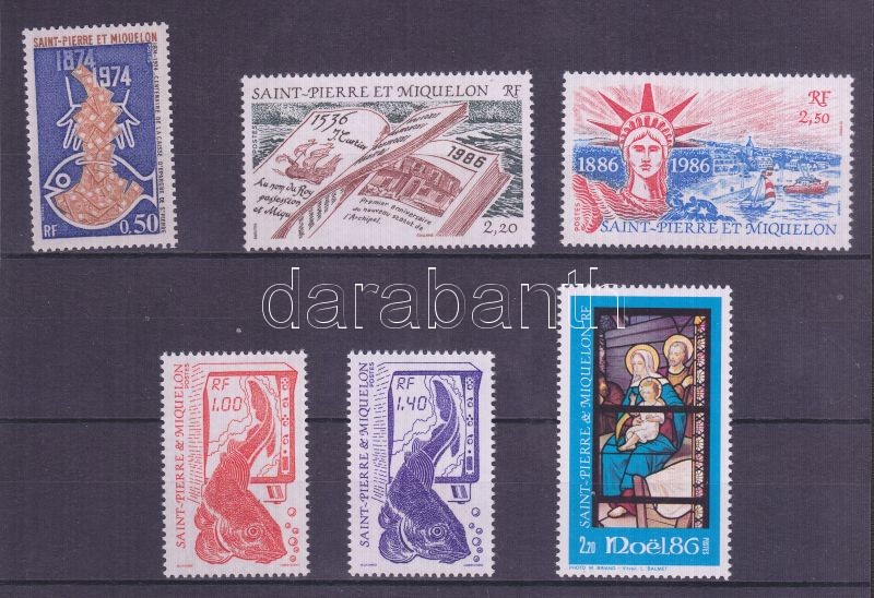 1974 + 1986 6 verschiedene Marken, mit einem Satz, 1974 + 1986 6 klf bélyeg, közte 1 sor, 1974 + 1986 6 diff. stamps, with 1 set