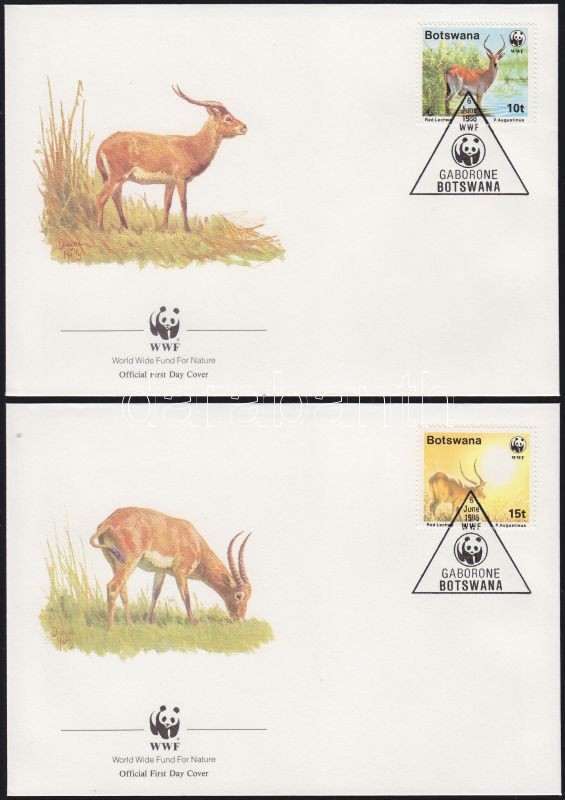 WWF Antilopok sor 4 FDC-n, WWF Antelopes set on 4 FDC-s, Weltweiter Naturschutz: Wasserbock Satz an 4 FDC