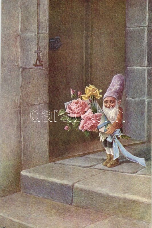 Dwarf with bouquet, B.K.W.I. 810-3, Törpe, virágcsokor, B.K.W.I. 810-3