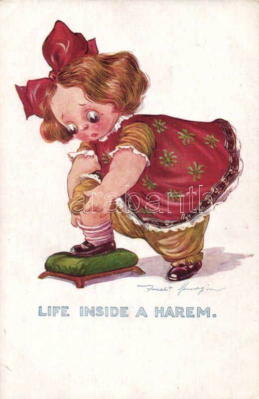 Life inside a harem, child humour, Bloomer Kids Series No. 933. s: Fred Spurgin