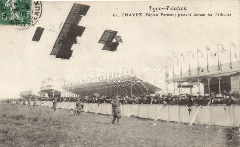 Lyon, Jorge Chávez in a Biplan Farman aeroplane