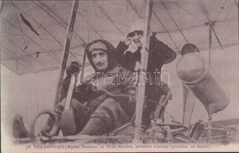 Georges Legagneux and Madame Herriot in Biplane Sommer