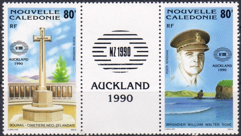 New Zealand stamp exhibition stripe of 3, New Zealand bélyegkiállítás hármascsík, New Zealand Markenausstellung Dreierstreifen