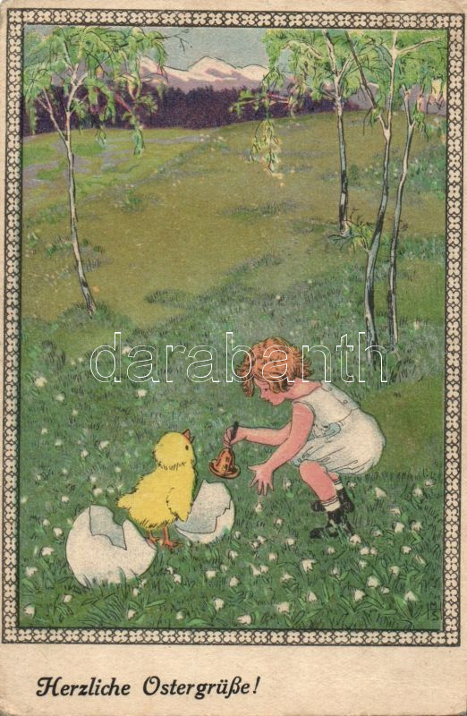 Easter, child, chicken litho, Húsvét, gyerek, csibe litho