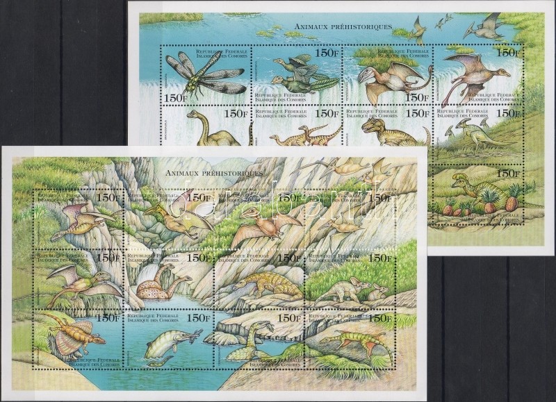 Ősállatok teljes ív sor, Prehistoric animals sheet set, Prähistorische Tiere Zd-bogensatz