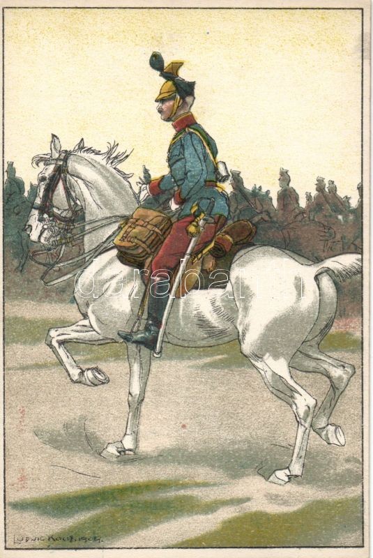 K.u.K. Cavalry officer litho s: Ludwig Koch, K.u.K. lovas katona litho s: Ludwig Koch