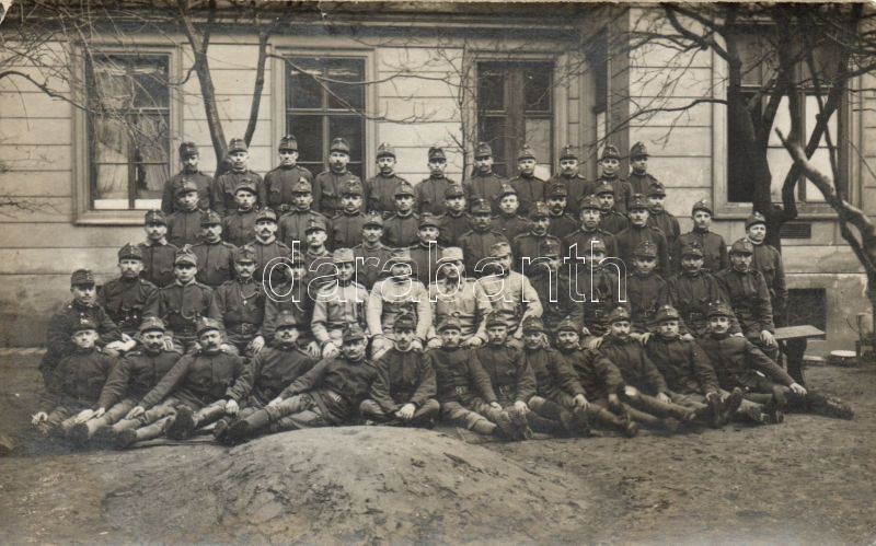Katonaság I. világháború katonák csoport fotó, Military WWI Hungarian soldiers group photo