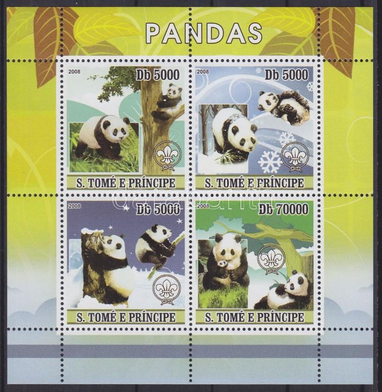 Giant panda minisheet, Óriáspanda kisív, Riesenpanda Kleinbogen