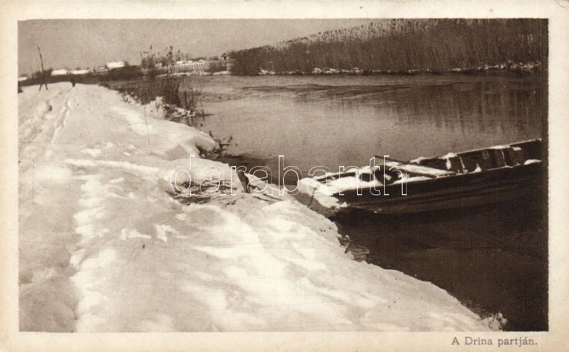 A Drina partján, csónak 'Érdekes Újság' kiadása, At the banks of the Drina, boat