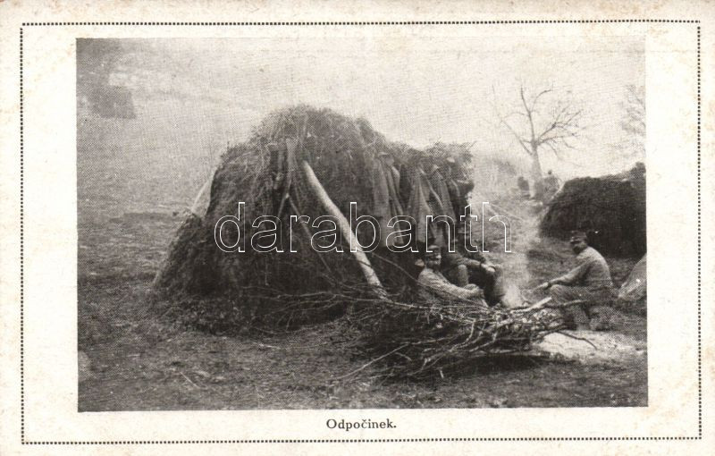 Odpocinek / WWI Czech military camp, resting, Első világháborús cseh katonai tábor, pihenő