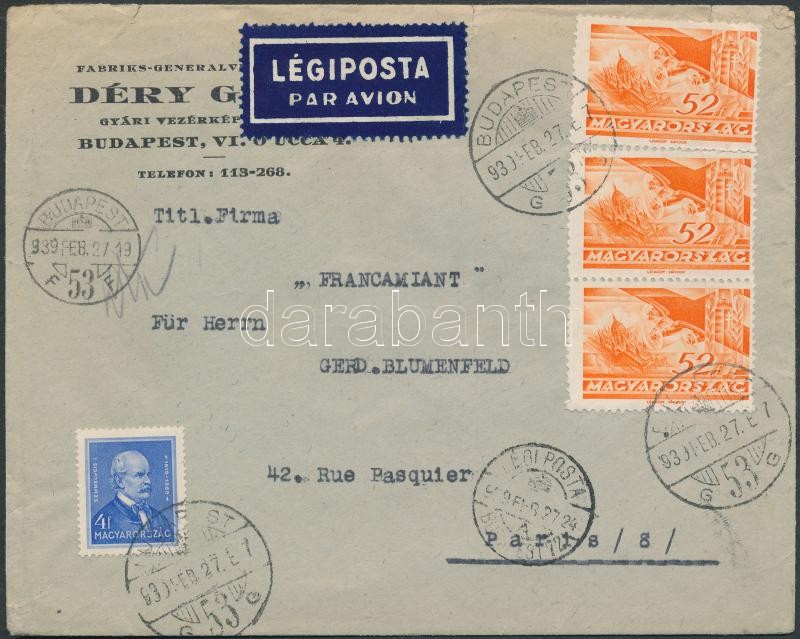 Légi levél Párizsba, Airmail cover to Paris