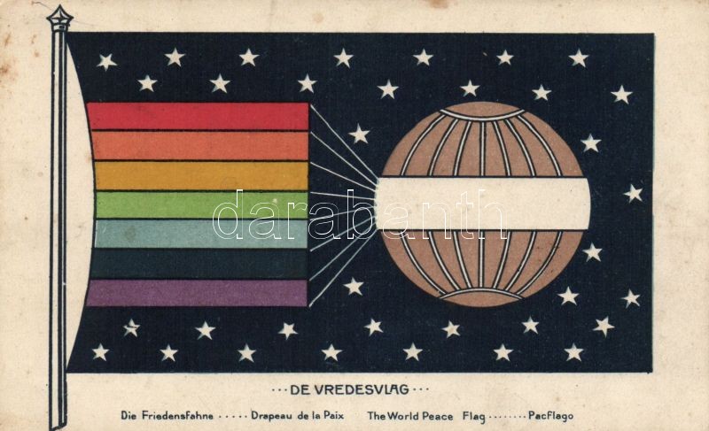 Holland háborúellenes propaganda, világbéke zászló, De Vredesvlag / Dutch anti war propaganda, world peace flag