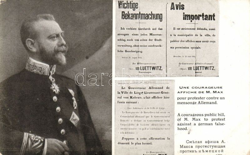 Adolphe Max; his courageous public bill to protest against a German falsehood