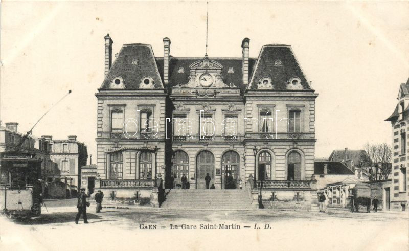 Caen St Martin railway station with tram