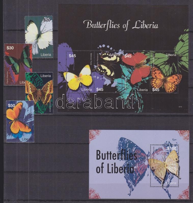 Native butterflies set + minisheet + block, Honos lepkék sor + kisív + blokk, Einheimische Schmetterlinge Satz + Kleinbogen + Block