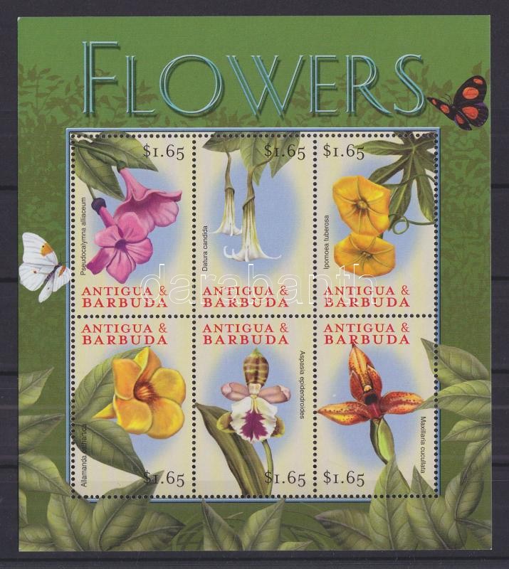 Virágok kisív, Flowers minisheet, Blumen der Karibik Kleinbogen