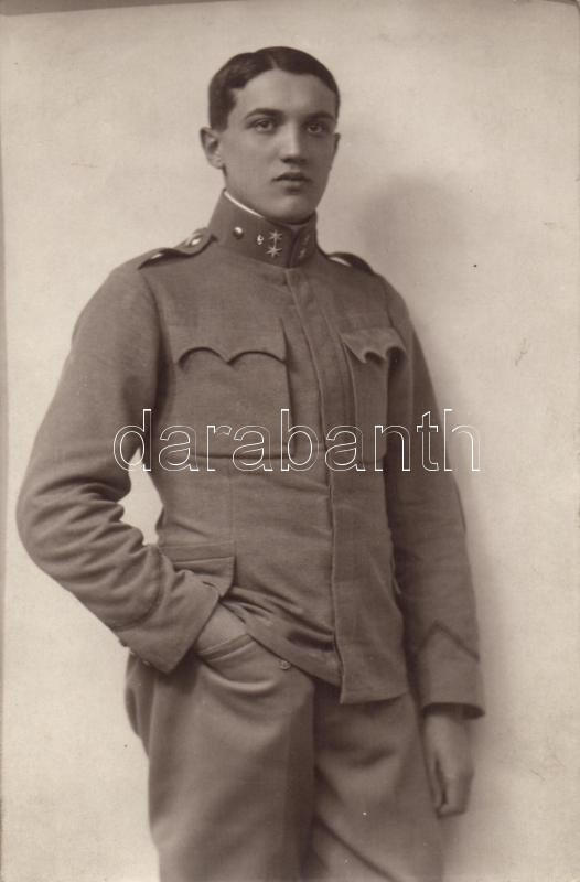 Military WWI young soldier in uniform, Military WWI katona, Knebel Jenő felvétele