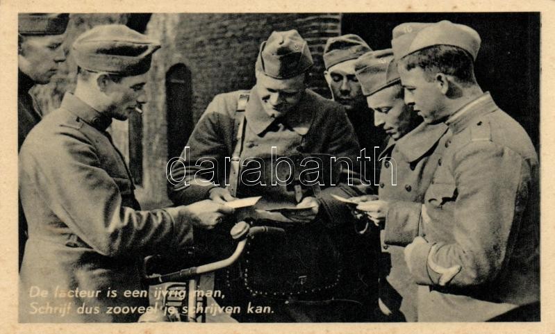 Military WWII Dutch soldiers and the postman, Holland katonák és a postás