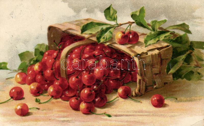 Fruit, cherry, litho, Gyümölcs, cseresznye, litho