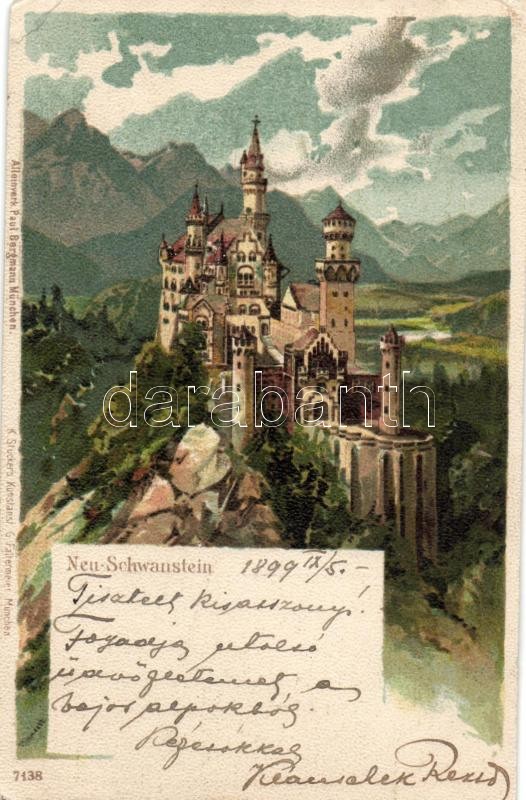 1899 Neuschwanstein castle, litho