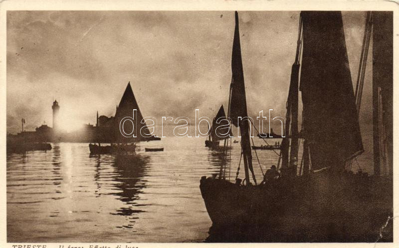 Trieste, port, lighthouse, sailboat