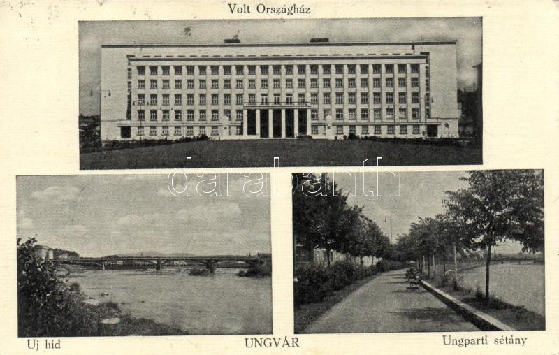 Uzhhorod, old parliament, new bridge, promenade, Ungvár, volt országház, Új híd, Ungparti sétány