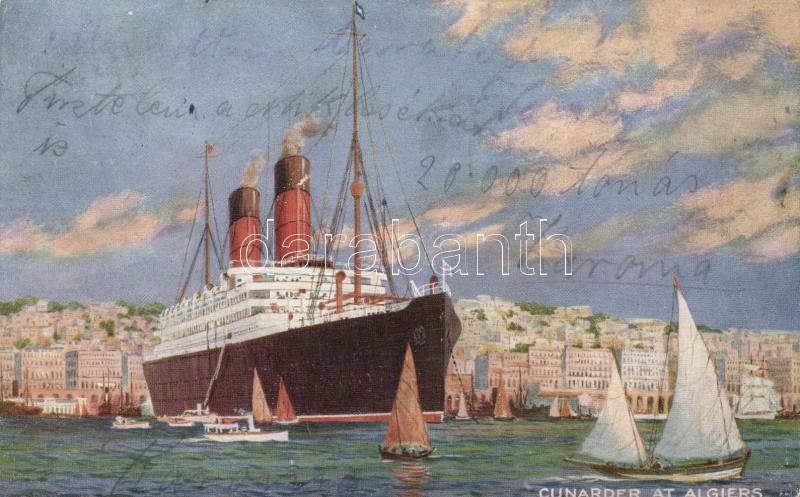 Cunarder ocean liner ship at Algiers