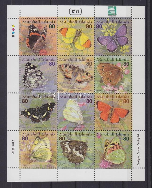 Lepkék teljes ív, butterflies complete sheet, Schmetterlinge Zd-Bogen