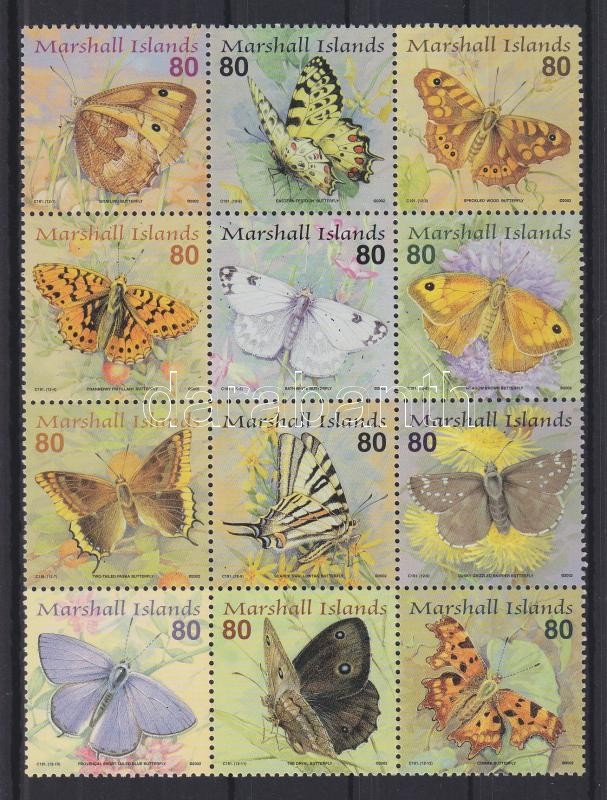 Schmetterlinge Zwölferblock, Lepkék tizenkettestömb, Butterflies block of 12