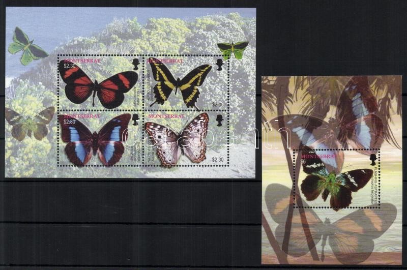 Schmetterlinge Kleinbogen + Block, Lepkék kisív  + blokk, Butterflies minisheet + block
