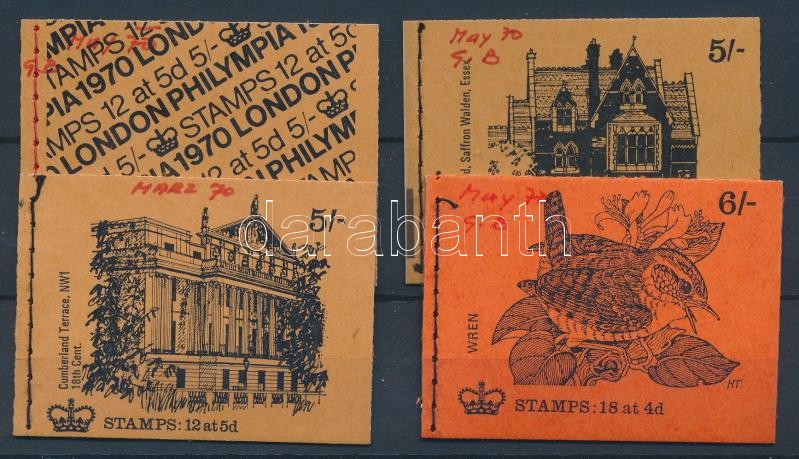 4 different stamp-booklets, 4 klf bélyegfüzet, 4 verschiedene Markenheftchen