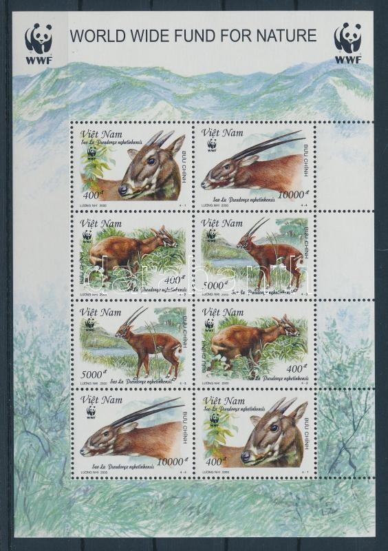 WWF Antelope minisheet, WWF Antilopok kisív, WWF Saola-Antilope Kleinbogen