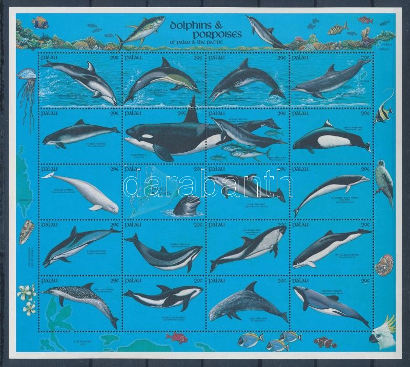 Dolphins complete sheet, Delfinek teljes ív, Delphinartige Zd-Bogen