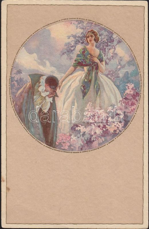 Italian art postcard, romantic couple, Degami 1016. s: T. Corbella, Olasz művészlap, romantikus pár, Degami 1016. s: T. Corbella