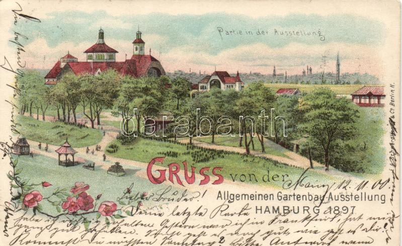1897 Hamburg, Allgemeinen Gartenbau Ausstellung / General Horticultural Exposition, floral litho