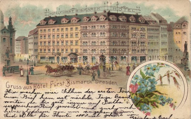 Dresden, Hotel Fürst Bismarck, floral litho