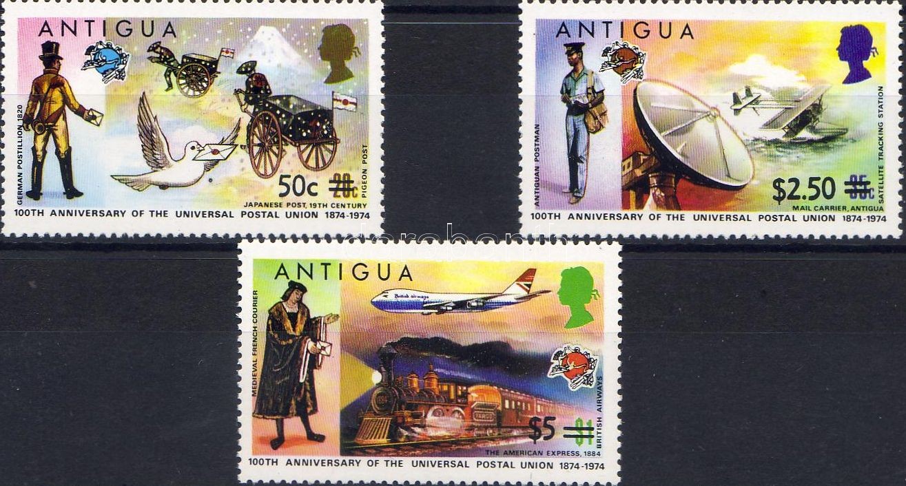 100 Jahre Weltpostverein aufgedruckt; Stamp, 100 éves az UPU felülnyomva, bélyeg, 100th anniversary of UPU overprinted; stamp