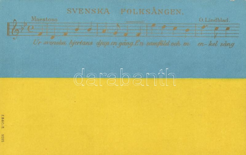 Svenska Folksänger / Colors of the Swedish flag, sheet music of the The King's Song, Svéd zászló, kotta