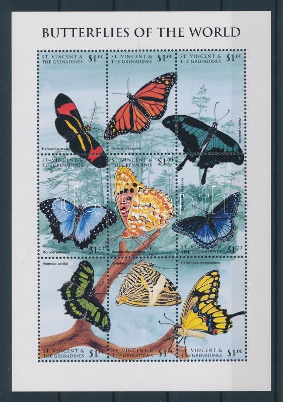 Butterflies minisheet + 2 blocks, Lepkék kisív + 2 blokk 2 stecklapon, Schmetterlinge Kleinbogen + 2 Blöcke