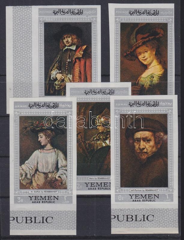 Rembrandt paintings (II) set, with margin stamps, Rembrandt festmények (II.) sor, közte ívszéli bélyegek, Rembrandt-Gemälde (II) Satz, Marken mit Rand darin