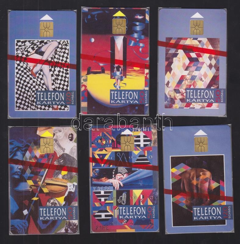 Telefonkártyák: 1992 Modern festmények 6 darabos használatlan telefonkártya sorozat