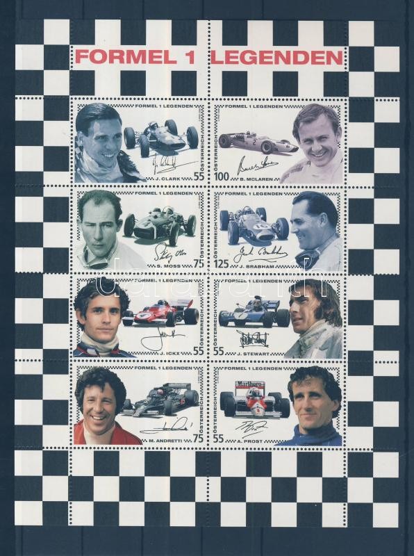 Forma 1 autóversenyzők (III) kisív, Formula 1 racing car (III) mini sheet
