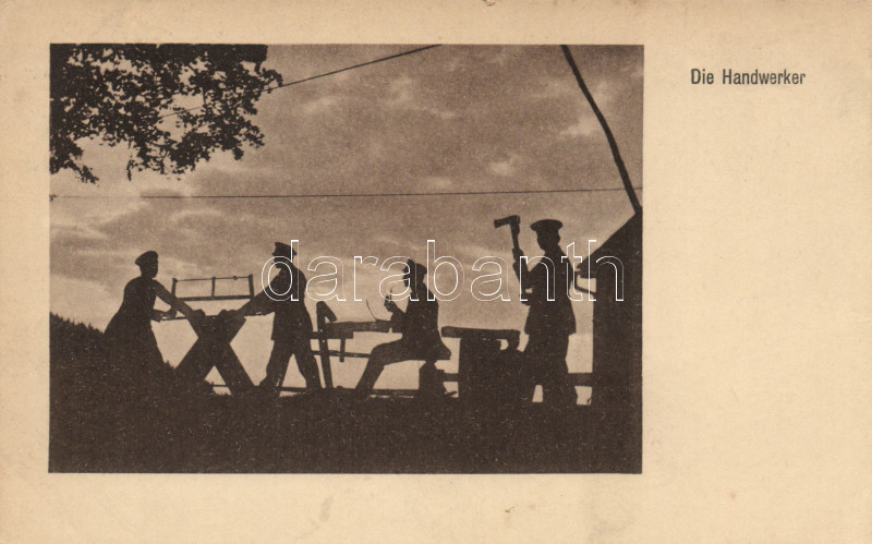 Die Handwerker, Kriegssilhouetten der Deutschen Kriegsinternierten in der Schweiz / WWI German soldiers' silhouettes in Switzerland, Első világháborús német katonák sziluettje Svájcban